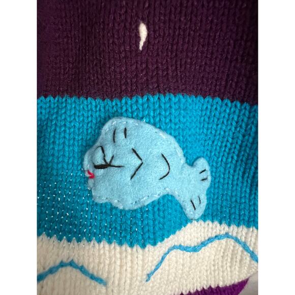 Handmade Peru Alpaca Llama Bird Knit Sweater Hoodie 2T 3T Purple Bright Colors - Picture 7 of 10